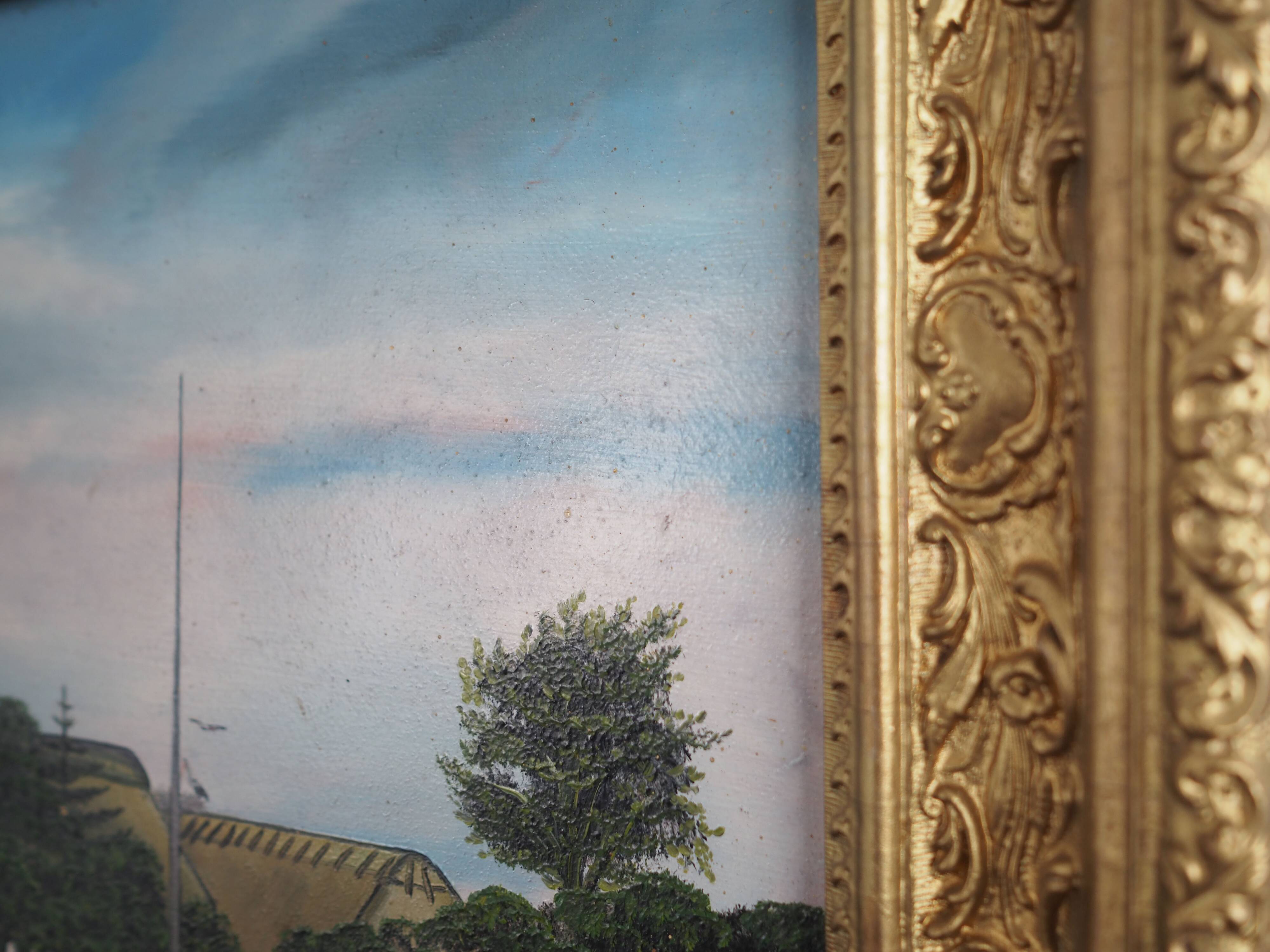 Painting "The Farm”, Scandinavian design, 1970s