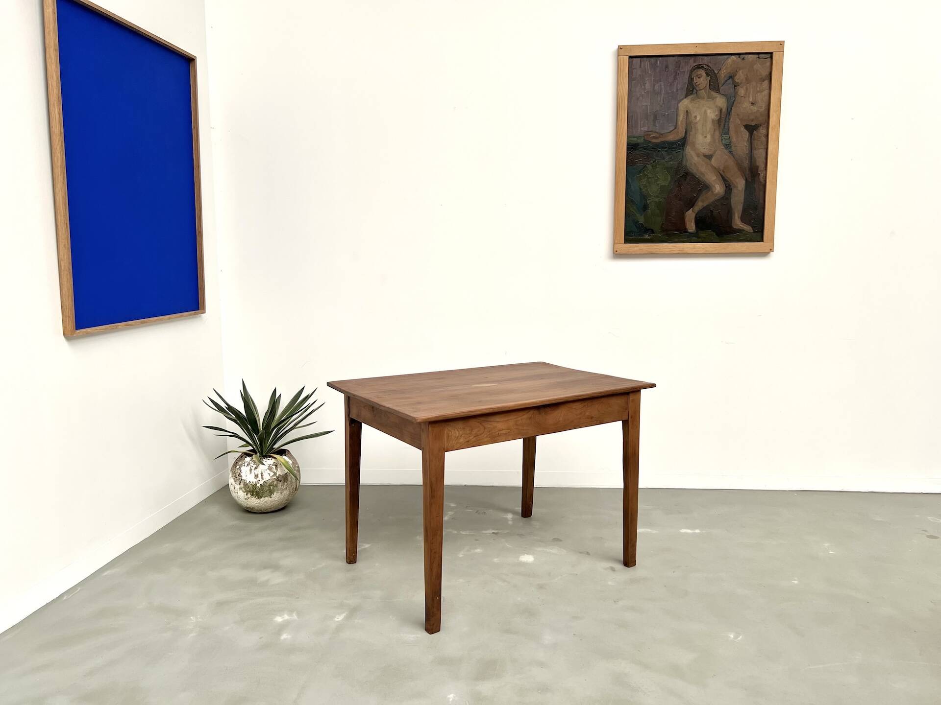 Solid cherry wood desk with spindle legs