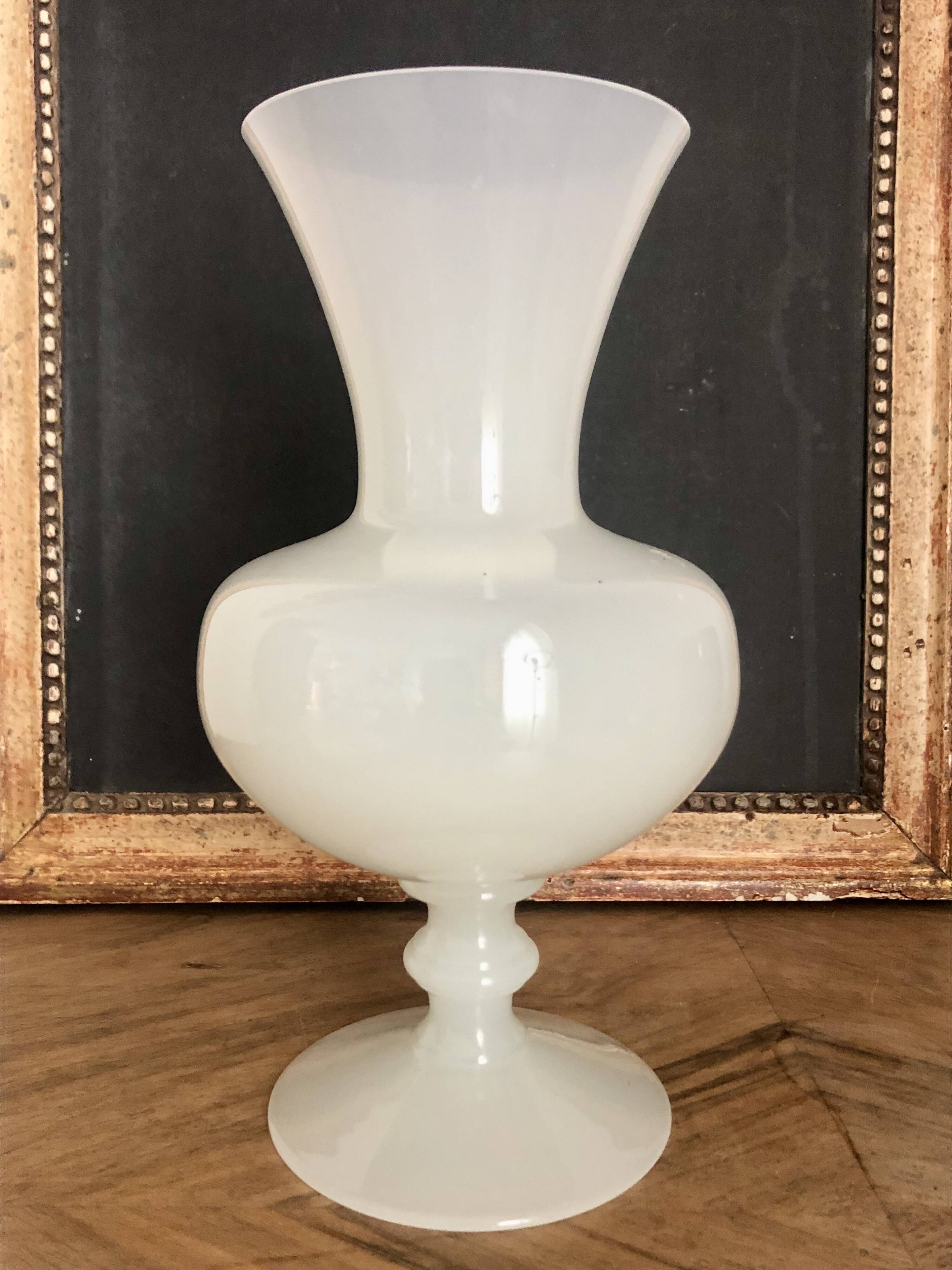 white opaline vase