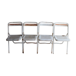 4 chaises pliantes métalliques