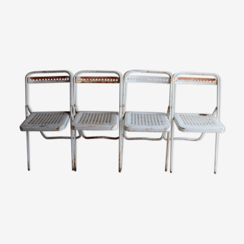 4 Metal folding chairs from the 60s
