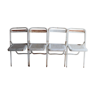 4 Metal folding chairs from the 60s