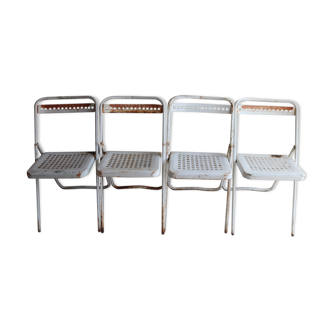 4 chaises pliantes métalliques des années 60