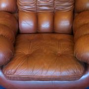 Large Italian leather lounge chair after Rino Maturi, 1970s