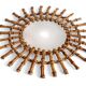 Midcentury Sunburst Mirror, Bamboo & Rattan, Handmade in France, 1950s