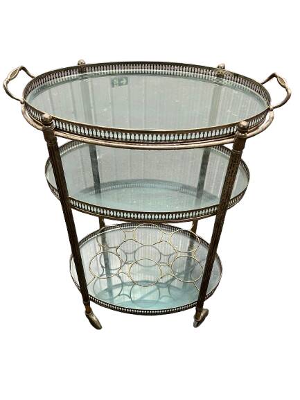 Metal and glass serving trolley