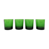 4 verres gobelets en verre vert émeraude, 1970