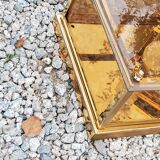 Pair of wall lamps in smoked glass and gilded metal from the 70s/80s