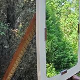 Beige and brown plastic mirror from the 70s