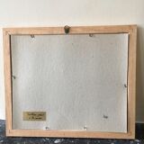 Painting painting in powder pink oil, blue-green