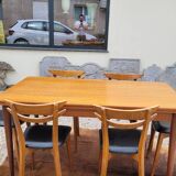 Scandinavian dining room set, 6 chairs with extendable table 1950s