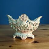 Small porcelain or biscuit planter vase with floral motif and gilding 12.5cm