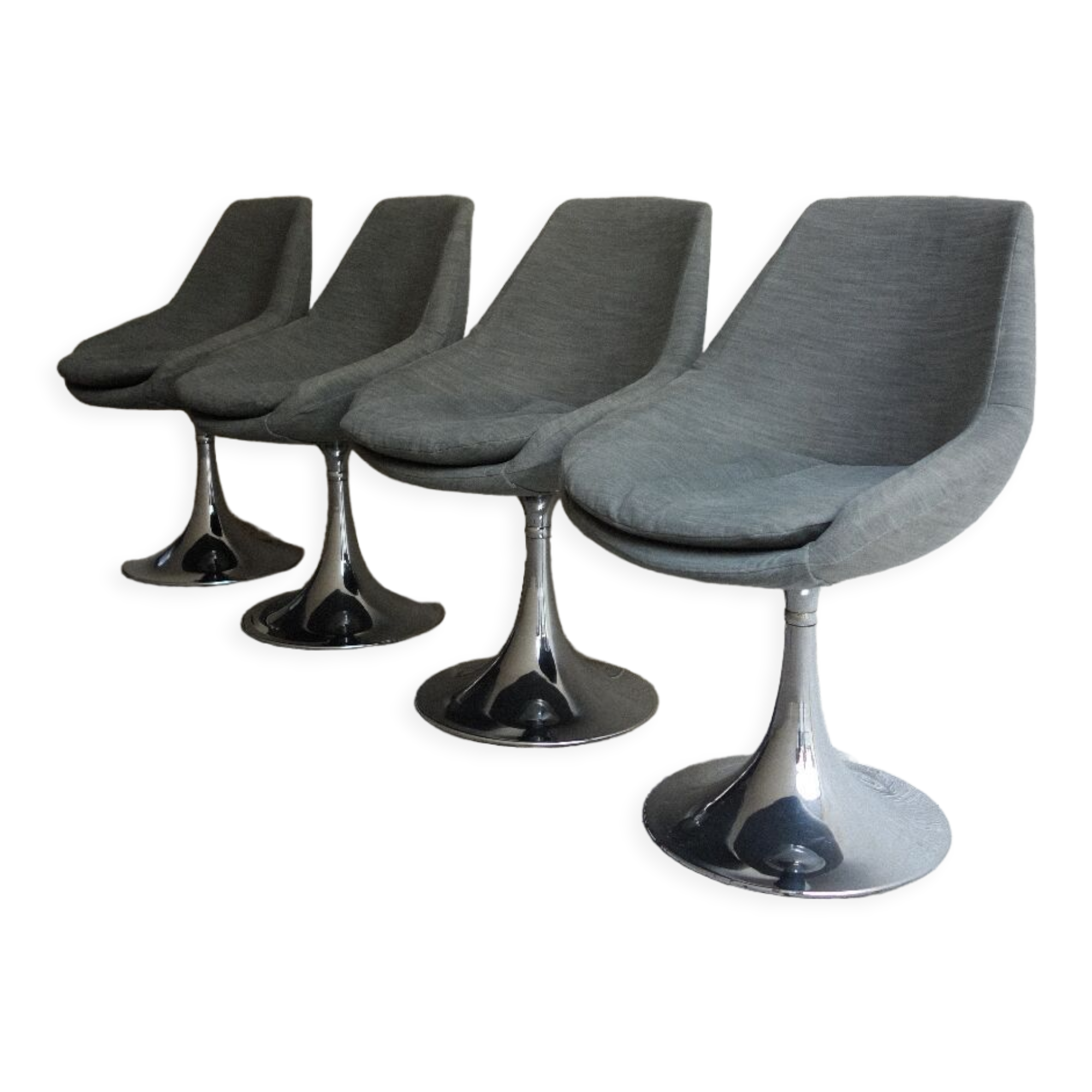 4 Space Age seventies dining tulip chairs