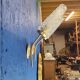 Pair of vintage 1970 glass and metal wall lights