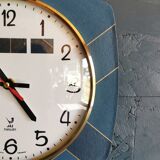 Vintage formica clock rectangular silent wall clock "Jaz golden blue"