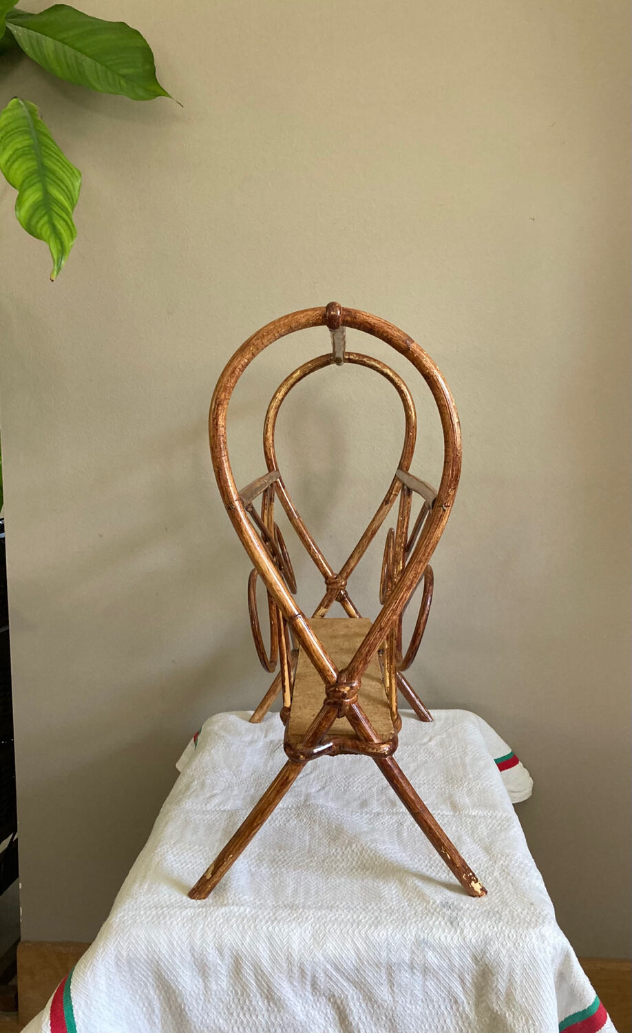 Rattan magazine holder 1970s