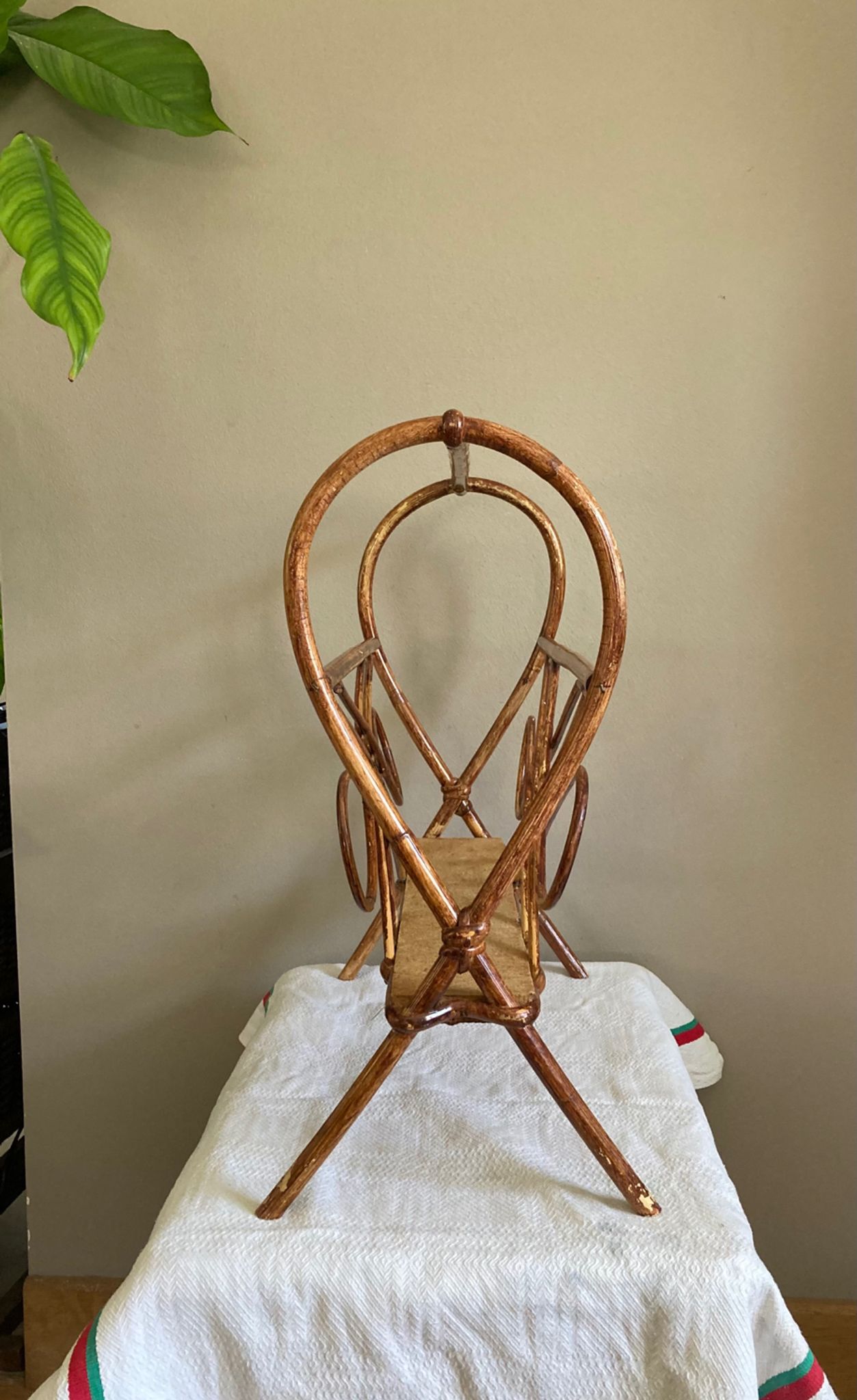 Rattan magazine holder 1970s