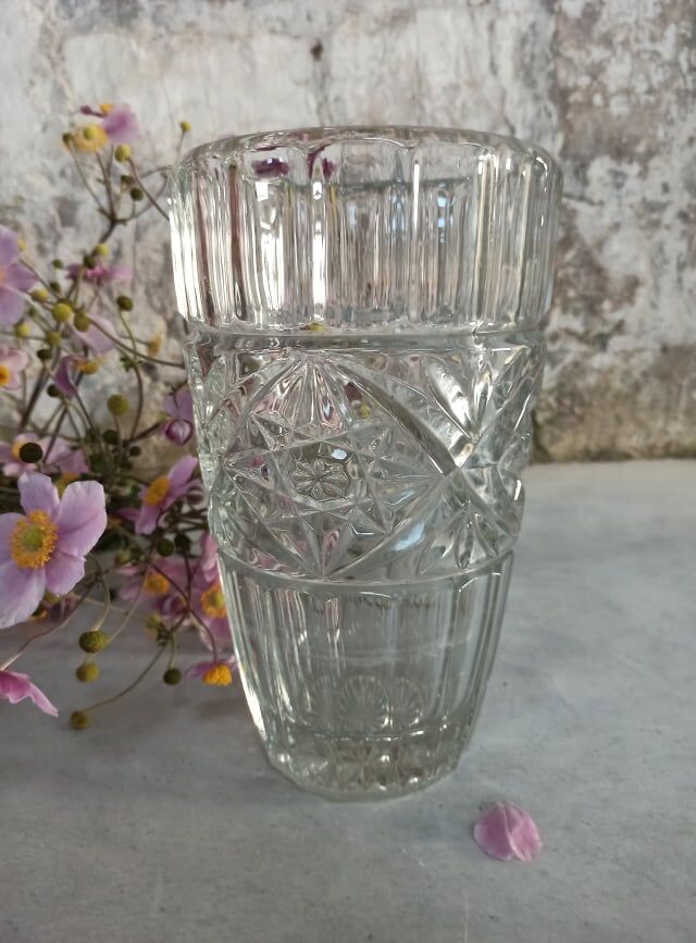 Four bohemian crystal vases