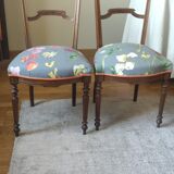 Paire de chaises de chambre anciennes assise tissu