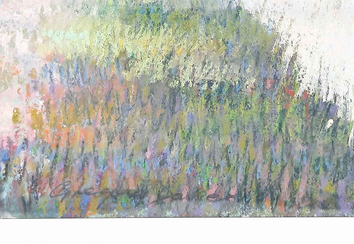 Pastel représentant un paysage au bord de l'eau par Gregory Davies