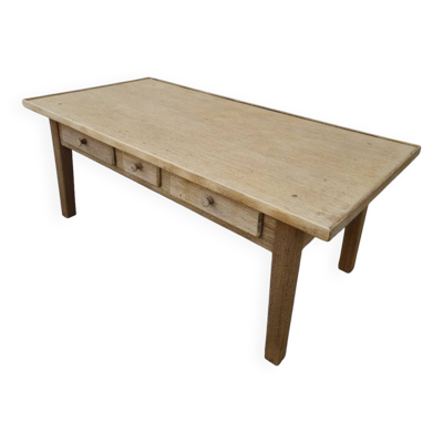 Table basse de ferme rustique en chêne massif Aérogommer - 1m18.5
