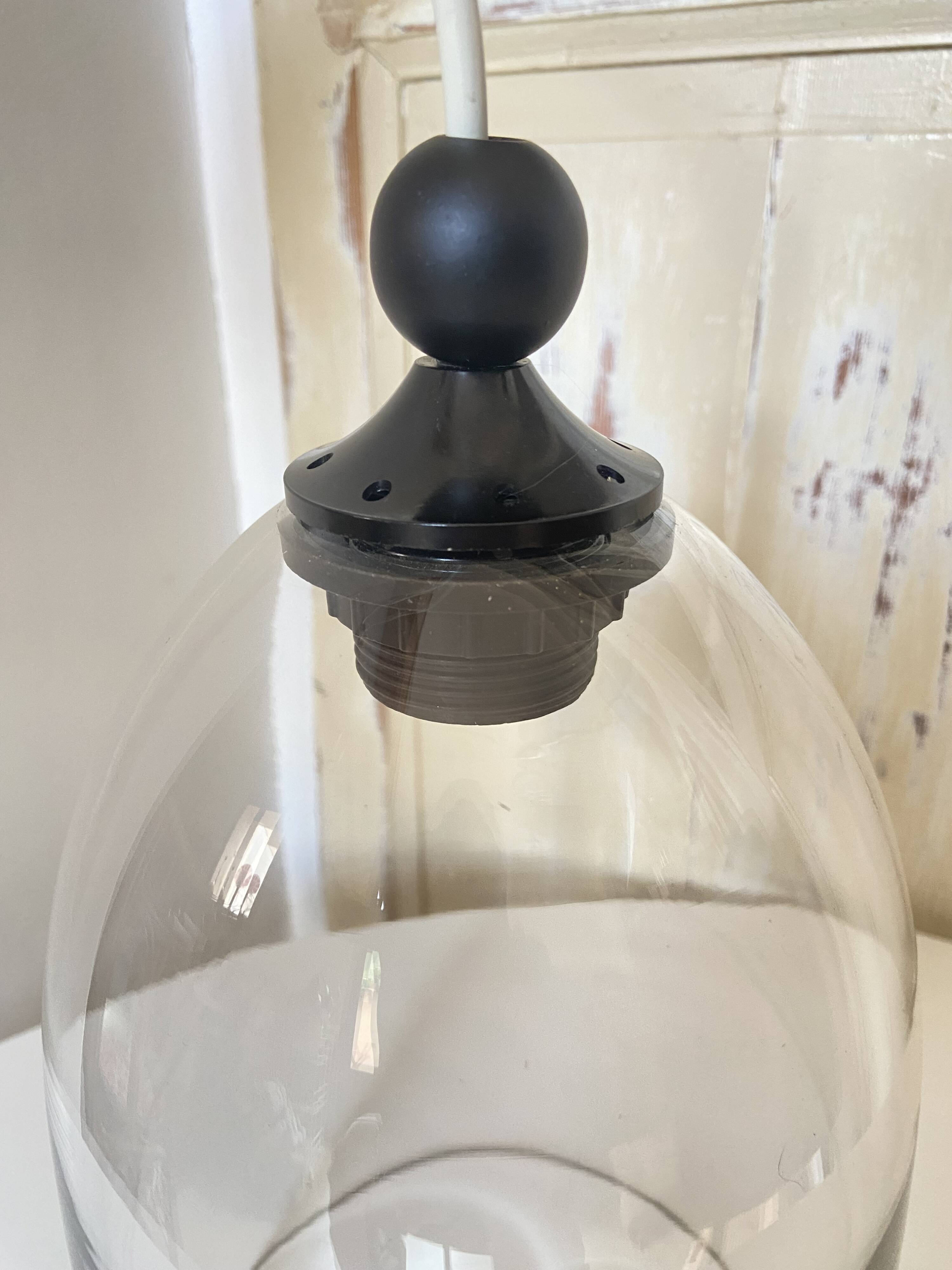 Pendant Light in Vintage Clear Glass in Bell Shape