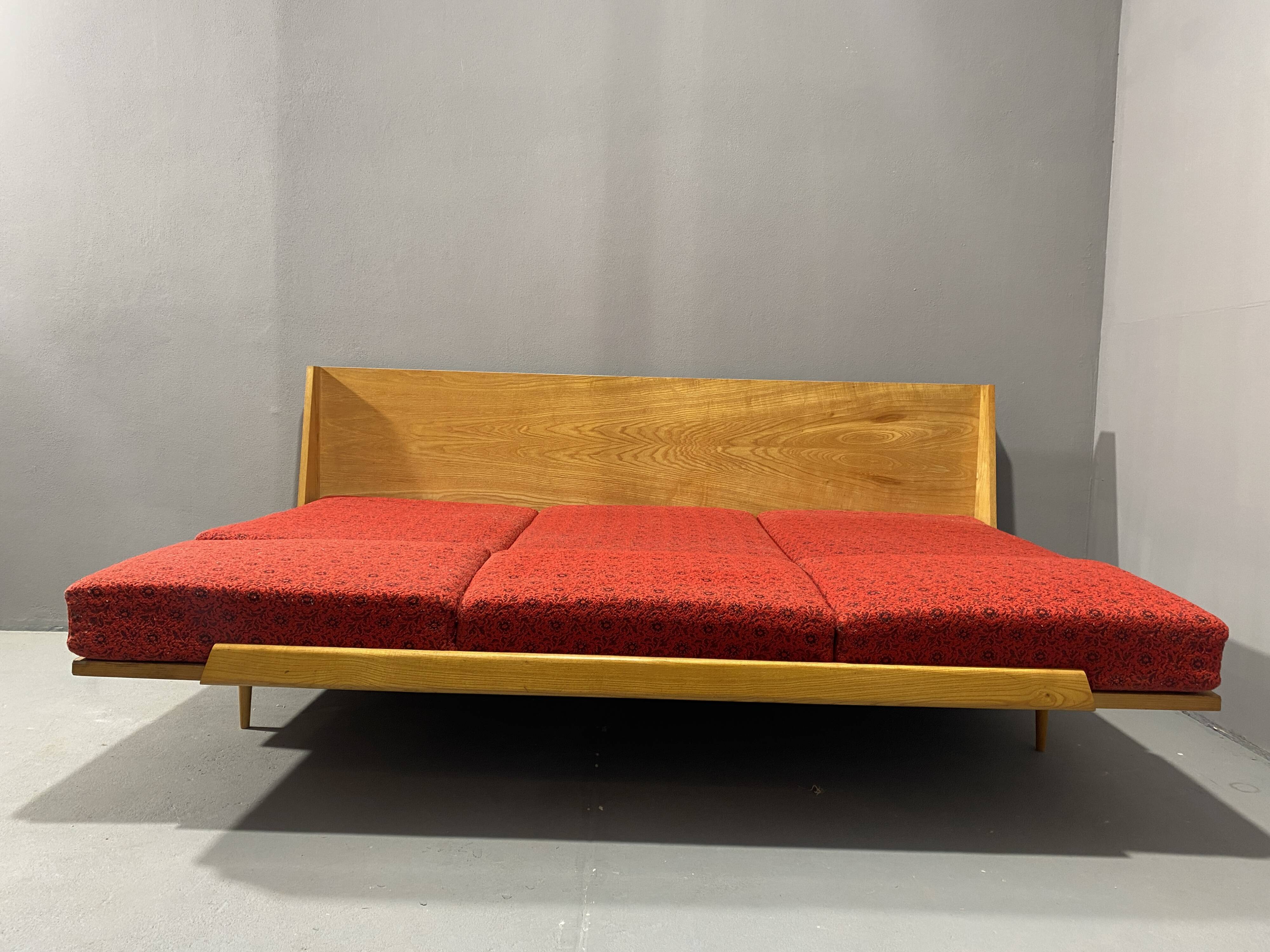 Mid-century folding sofa bed by Drevotvar, 1970s, Czechoslovakia