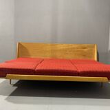 Mid-century folding sofa bed by Drevotvar, 1970s, Czechoslovakia