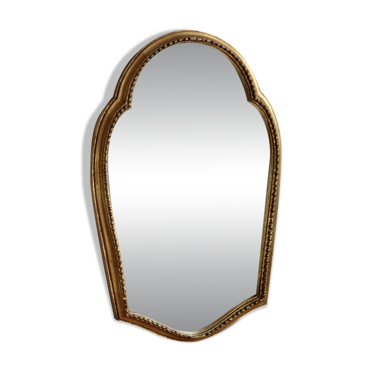 Antique gilded baroque mirror in wood – Distressed glass – Carved wood