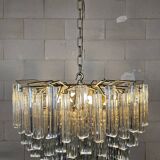 Vintage Italian crystal chandelier Venini Triedi Murano (1960s)