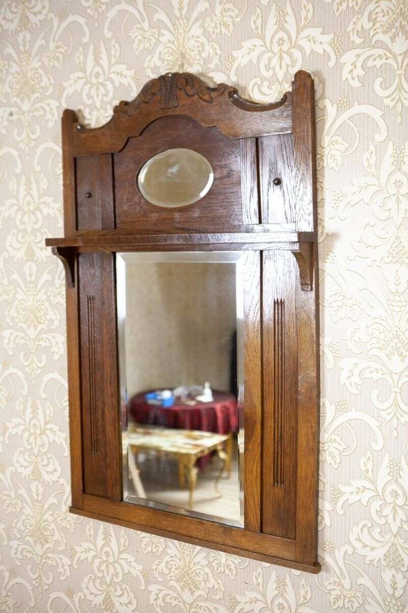 Art Nouveau Wall Mirror with Oak Frame, 1920s