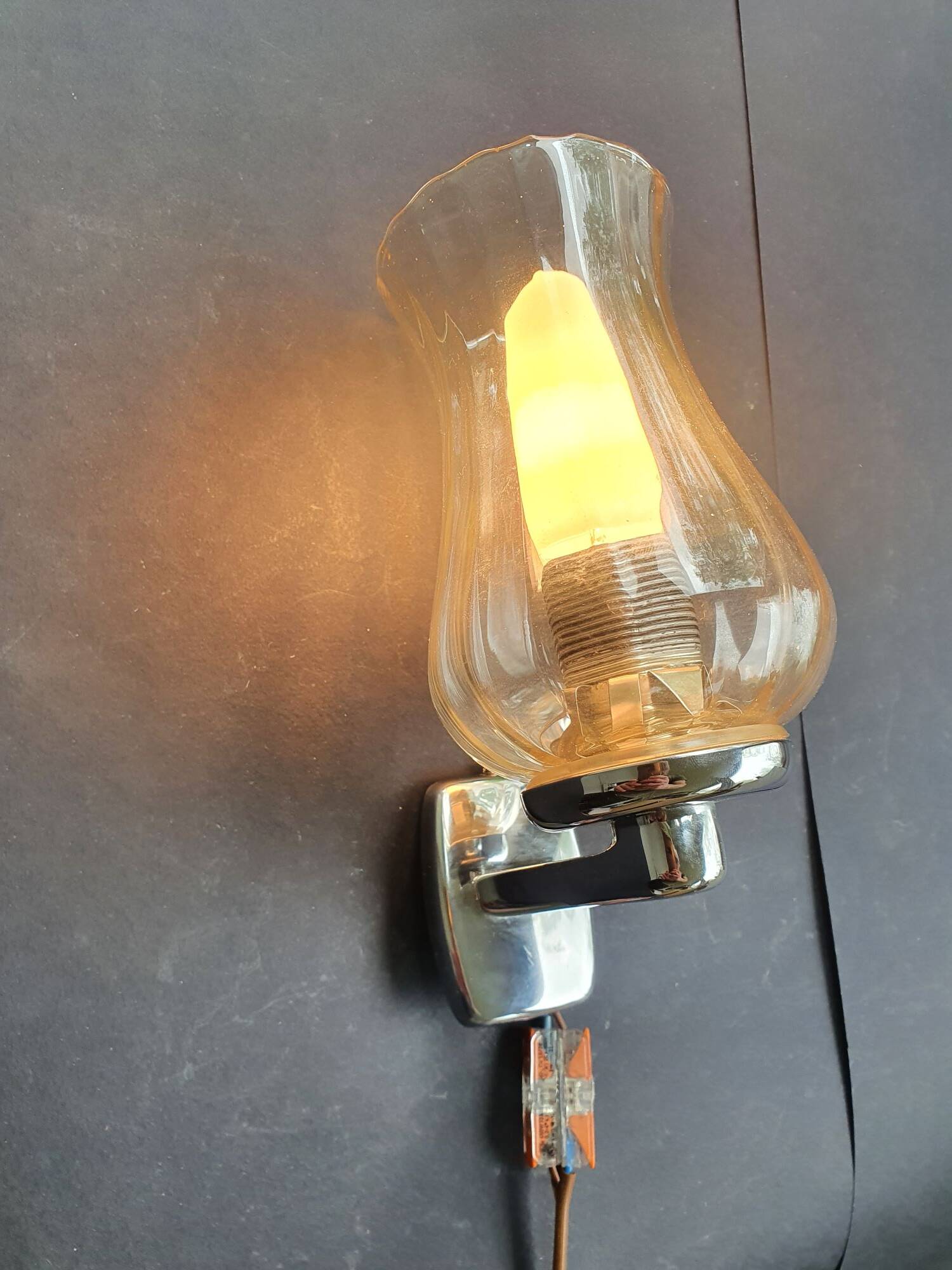 Pair of vintage chrome wall sconces