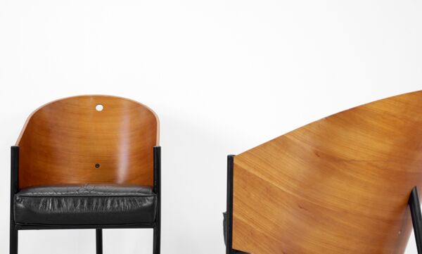 Ensemble de 4 chaises 'Costes' de philippe starck en acier émaillé et contreplaqué