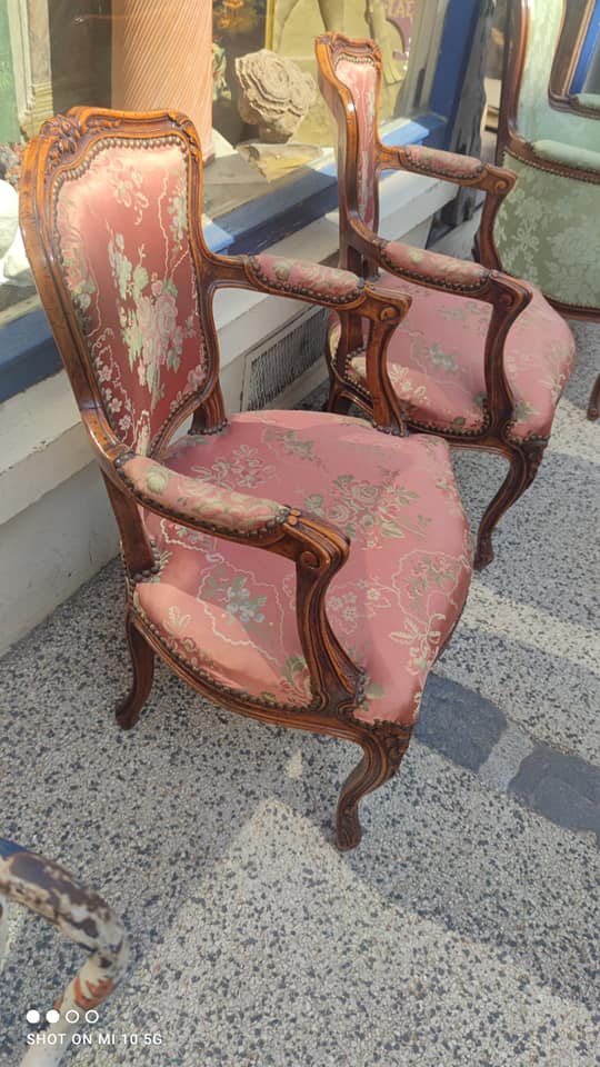 Pair of Louis XV style cabriolet armchairs