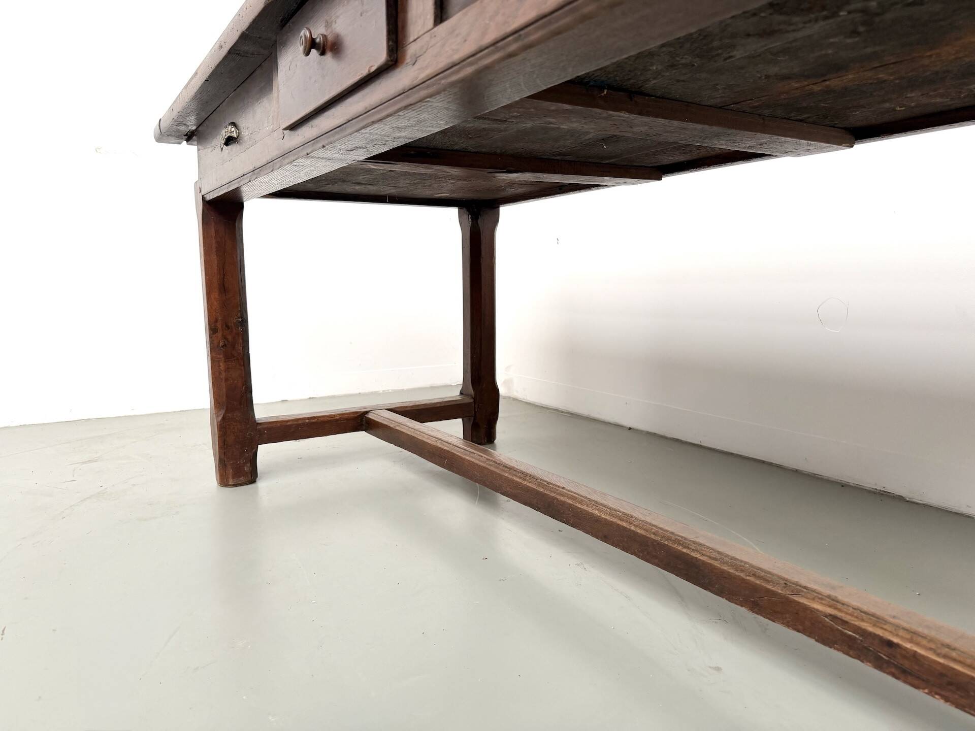 Farmhouse table, solid oak, 20th century.