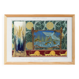 Poster “Kingfisher and Fish”, after an Art Nouveau lithograph