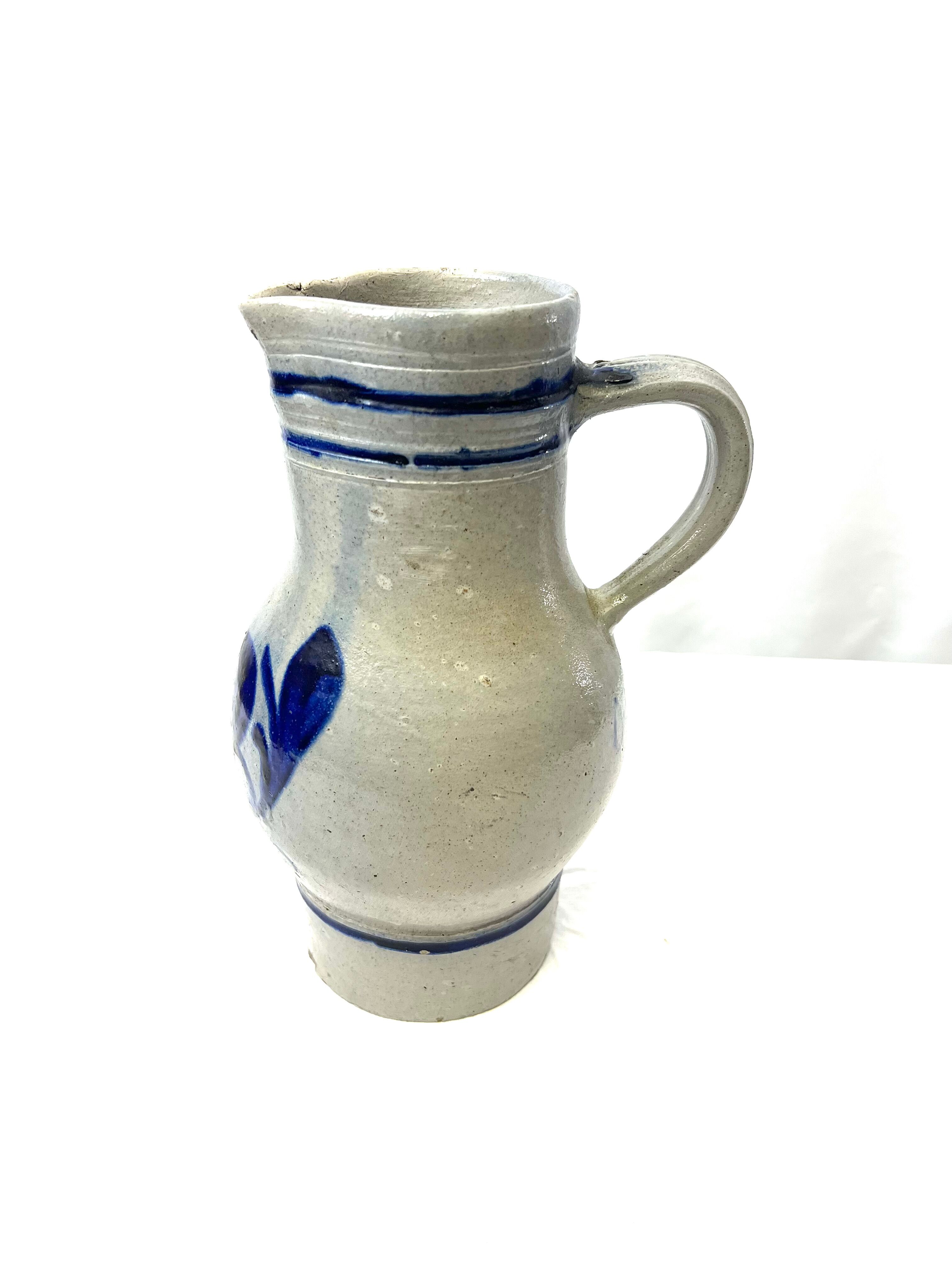 Jug pitcher sandstone blue decoration height 27cm