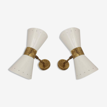 Pair wall lamps diabolo white