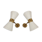 Pair wall lamps diabolo white