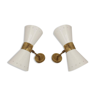 Pair wall lamps diabolo white