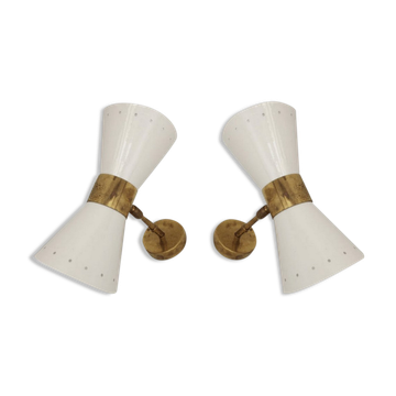 Pair wall lamps diabolo white