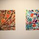 Quadriptyque de peintures abstraites florales au couteau JP Accault