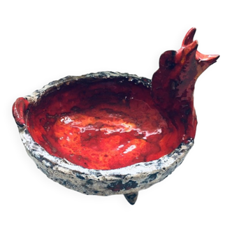 Mid-Century Art Ceramic Mystical Figural Dish, Belgium, 1960s