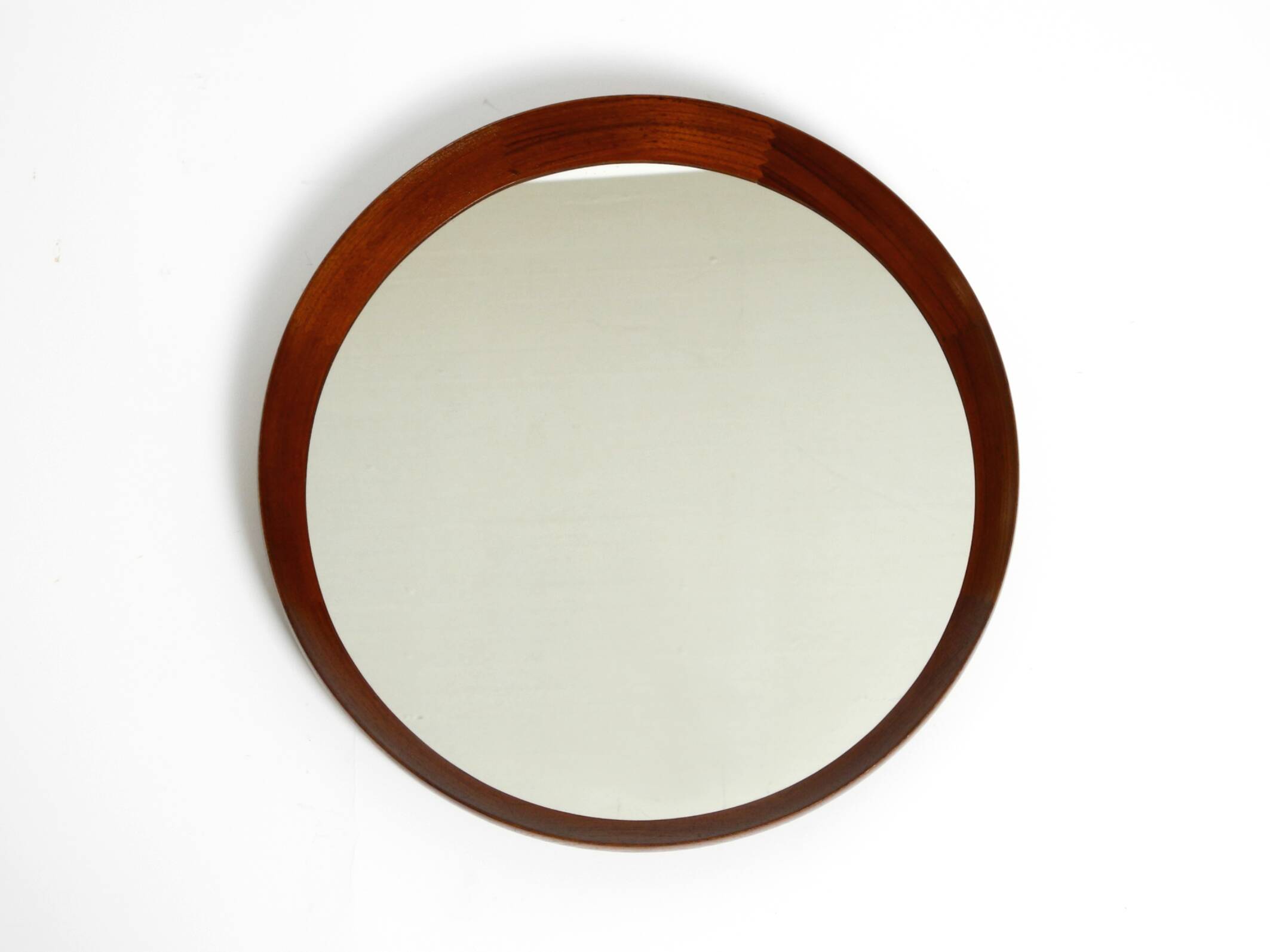 Beautiful round 1960s teak wall mirror by TH. POSS 'EFTF Copenhagen Denmark