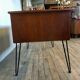 Bureau scandinave en teck avec piétement eiffel métal noir  1950 1960