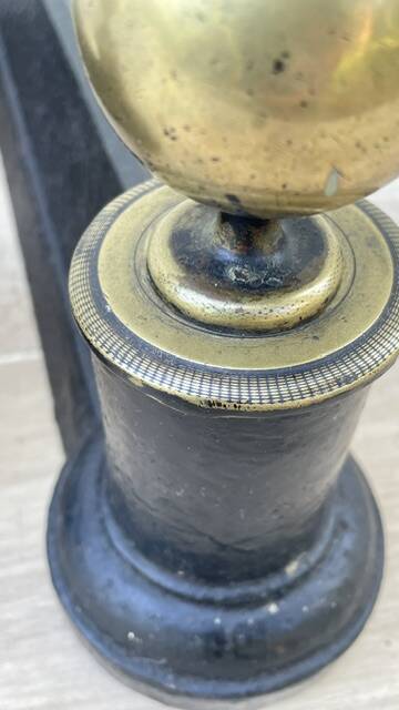 Chenets neoclassical cast iron and brass