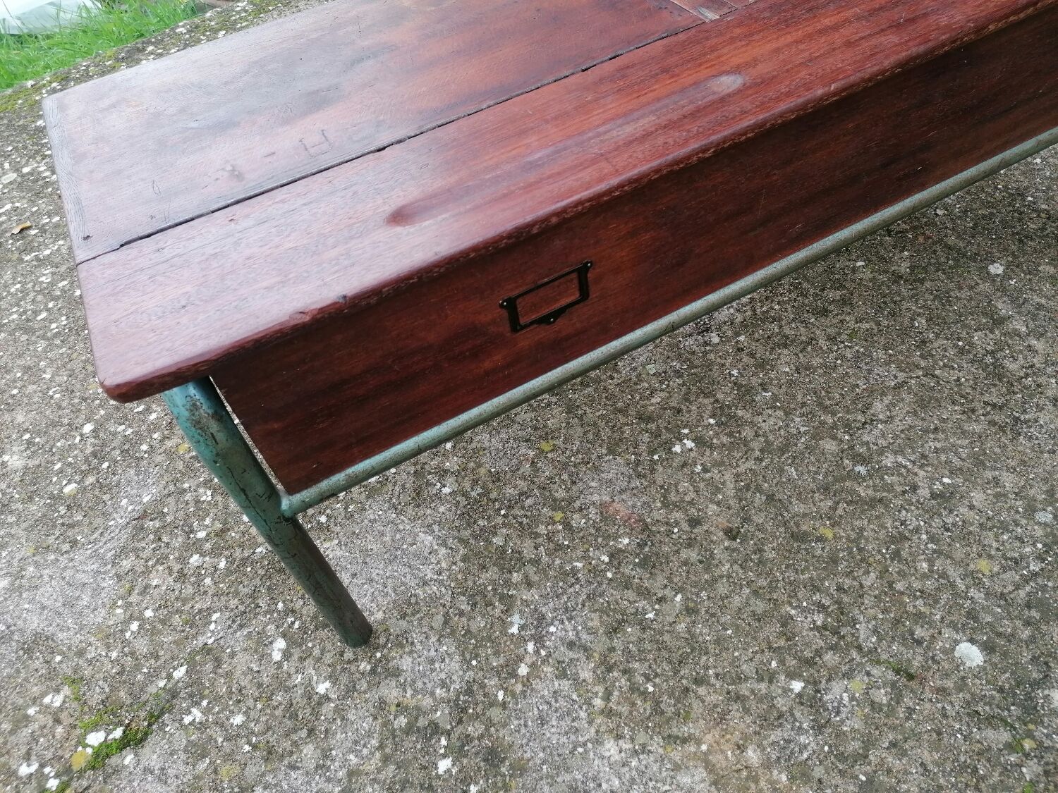 Vintage school desk coffee table with chests