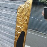 Miroir d'époque art deco noir et or 81x111cm
