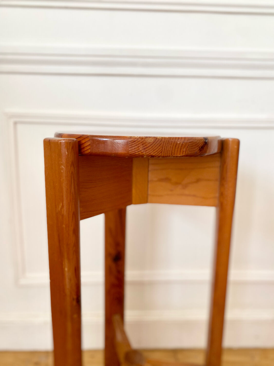 Pair of vintage pine top stools