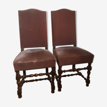 Pair of chairs in Velvet Louis XIII style